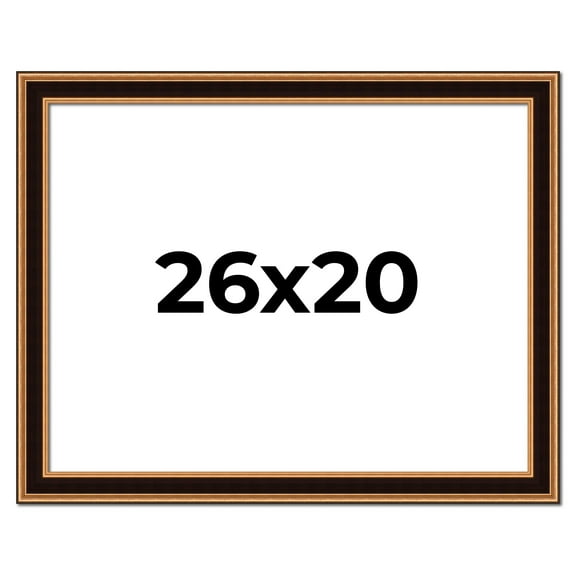 26x20 Frame Gold Brown Plein Air Vintage Solid Wood Picture Frame | 1.75 Inches Moulding Width |