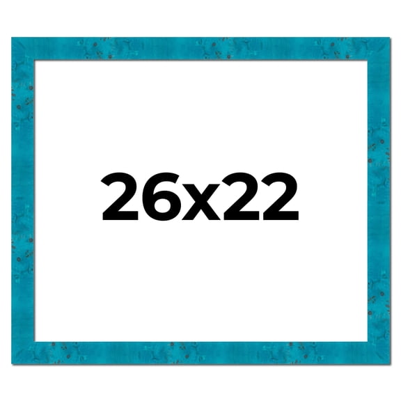 26x22 Frame Blue Teal Burl Wood Picture Frame | 1.75 Inch Moulding Width | Interior Frame Depth 0.5