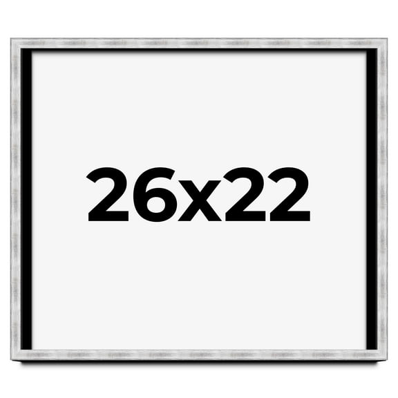 26x22 Frame Brushed Silver Solid Wood Picture Frame | 0.75 Inch Moulding Width | Rabbet Depth 0.75