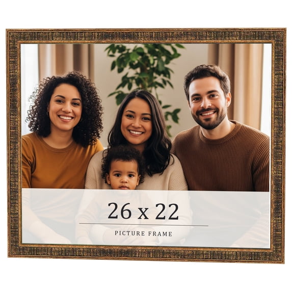 26x22 Frame Gold Kingsley Distressed Solid Wood Picture Frame Width 0.75 Inches | Interior Frame