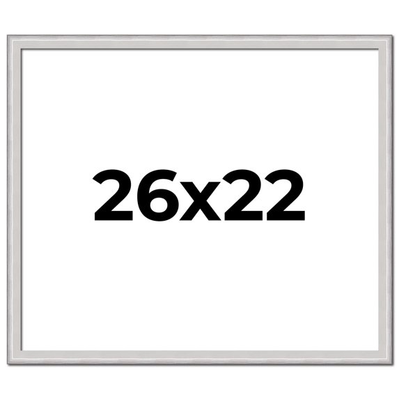26x22 Frame Silver Inner Slope Bevel Picture Frame | 1 Inch Moulding Width | 0.75 Inch Rabbet Depth