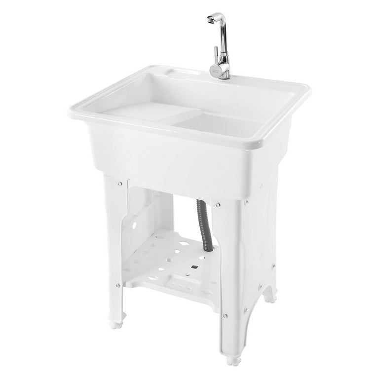 26x22x32 inch Floor Mount Utility Tub+Washboard Cold&Hot Water Tap
