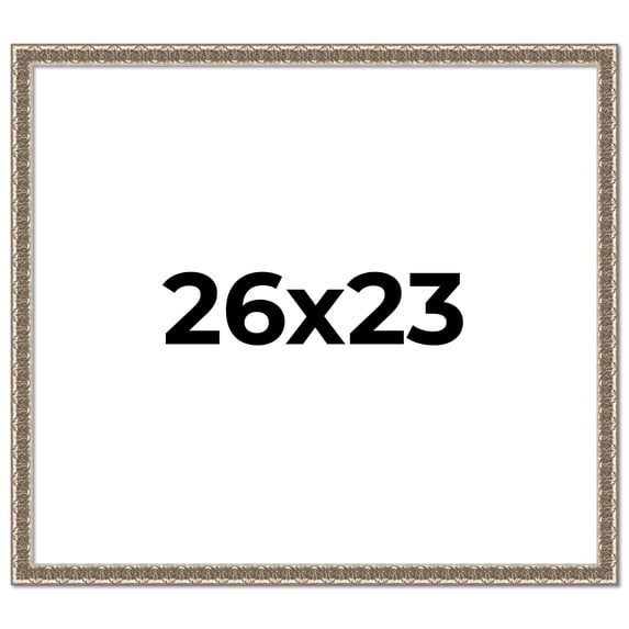 26x23 Frame Silver Versailles Ornate Solid Wood Picture Frame | 1 Inch Moulding Width | Interior