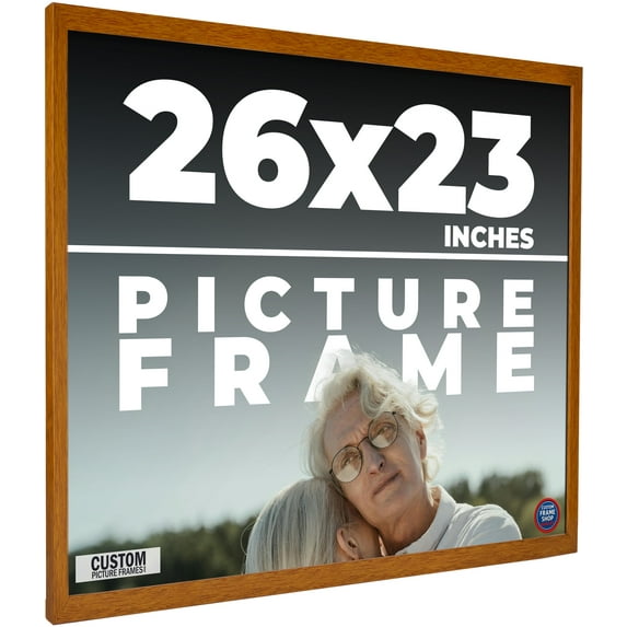 26x23 Honey Brown Real Wood Picture Frame Width 0.75 inches | Interior Frame Depth 0.5 inches |