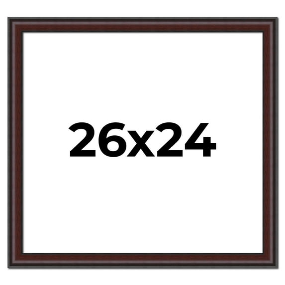 26x24 Frame Brown Round Mahogany Solid Wood Picture Frame | 1.625 Inch Moulding Width | with UV