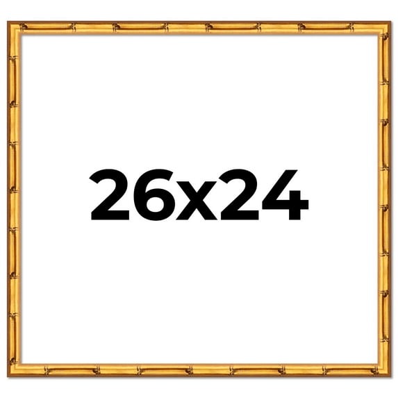 26x24 Frame Gold Bamboo Solid Wood Picture Frame | 1 Inch Moulding Width | Interior Frame Depth