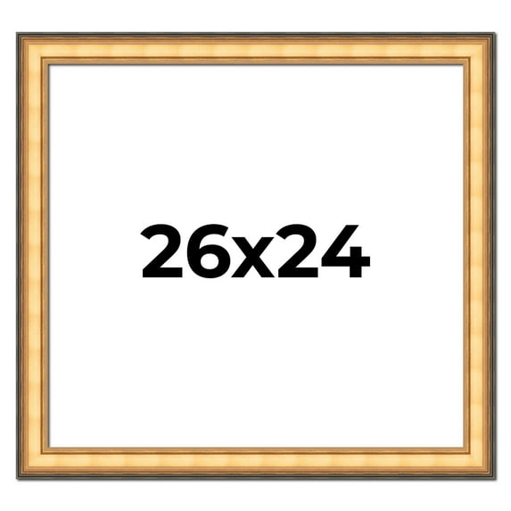 26x24 Frame Gold Plein Aire Solid Wood Picture Frame Width 2 Inches | Interior Frame Depth 0.5