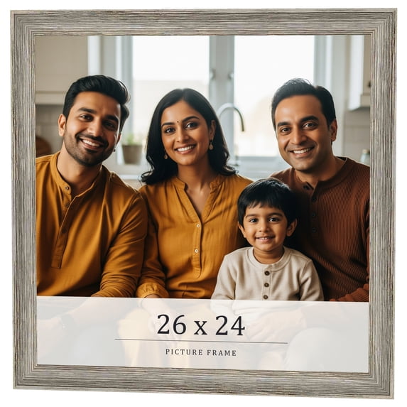 26x24 Frame Grey Solid Wood Picture Frame Width 1 Inches | Interior Frame Depth 0.5 Inches |
