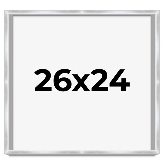 26x24 Frame Silver Whitewashed Wood Grain Solid Wood Shadow Box | 0.75 Inch Moulding Width | 0.75