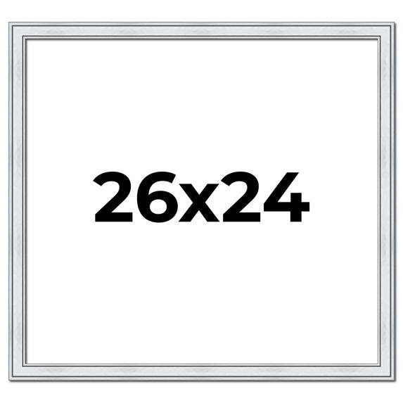 26x24 Frame Sterling Silver Solid Wood Picture Frame | 1.25 Inch Moulding Width | 0.75 Inch