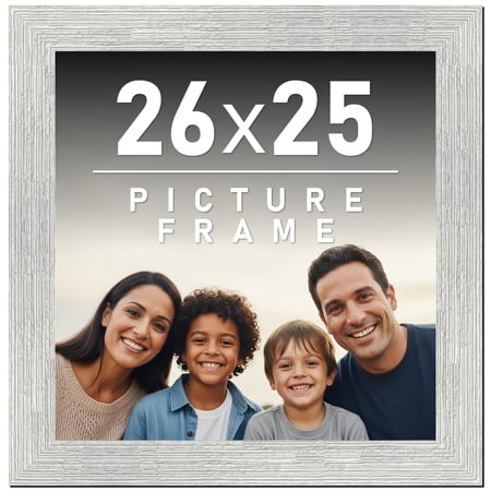 26x25 Frame White Barnwood Picture Frame - Modern Photo Frame Includes UV Acrylic Shatter Guard