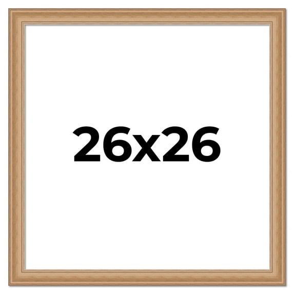 26x26 Contemporary Natural Complete Wood Square Picture Frame with UV Acrylic, Foam Board Backing, & Hardware