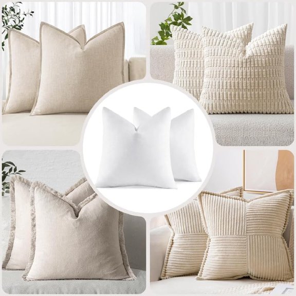 26x26 Euro Pillow Inserts,Set of 2 Down Feather Throw Pillows for Couch Sofa Bed, Decorative Fluffy Throw Pillow Inserts Cotton Fabric,White