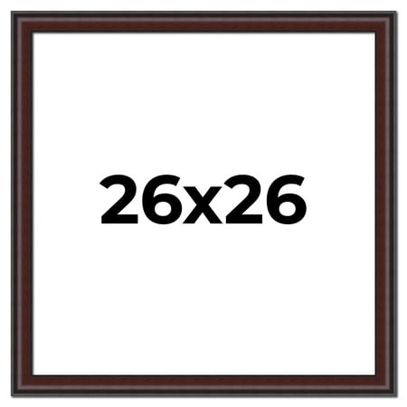 26x26 Frame Brown Round Mahogany Solid Wood Picture Frame | 1.625 Inch Moulding Width | with UV