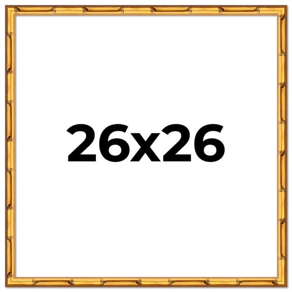 26x26 Frame Gold Bamboo Solid Wood Picture Frame | 0.75 Inch Moulding Width | Interior Frame Depth