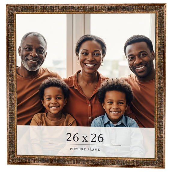 26x26 Frame Gold Kingsley Distressed Solid Wood Picture Frame Width 0.75 Inches | Interior Frame