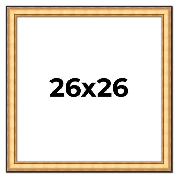 26x26 Frame Gold Plein Aire Solid Wood Picture Frame Width 2 Inches | Interior Frame Depth 0.5