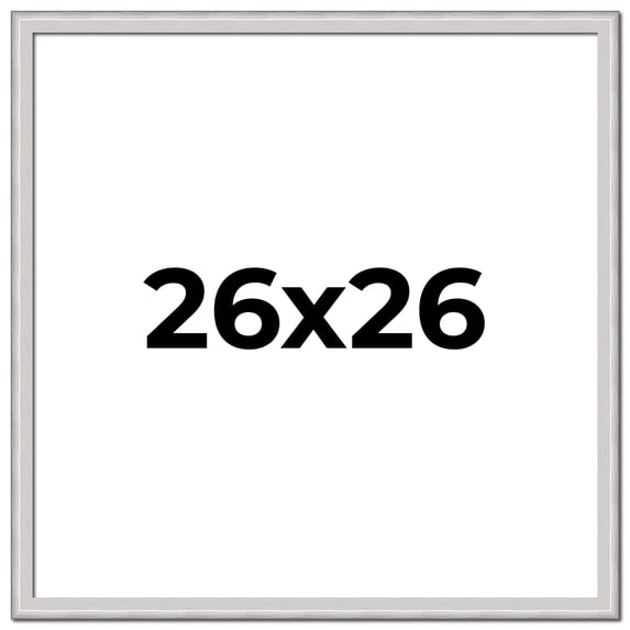 26x26 Frame Silver Inner Slope Bevel Picture Frame | 1 Inch Moulding Width | 0.75 Inch Rabbet Depth