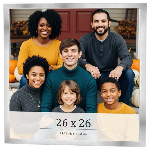 26x26 Frame Silver Real Wood Picture Frame Width 0.75 inches | Interior Frame Depth 0.5 inches |