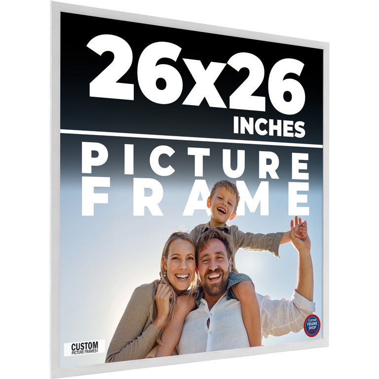 26x26 Frame White Solid Wood Picture Frame Includes UV Acrylic