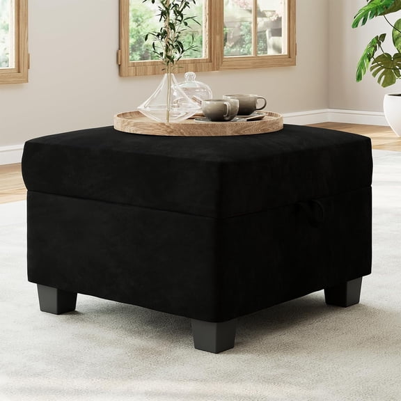 26x26 Inch Multi-Functional Velveteen Storage Ottoman for Modular Sectional Sofa, Hidden Compartment Dense Foam Footrest Stool Seat Cube for Living Room Apartment Small Space