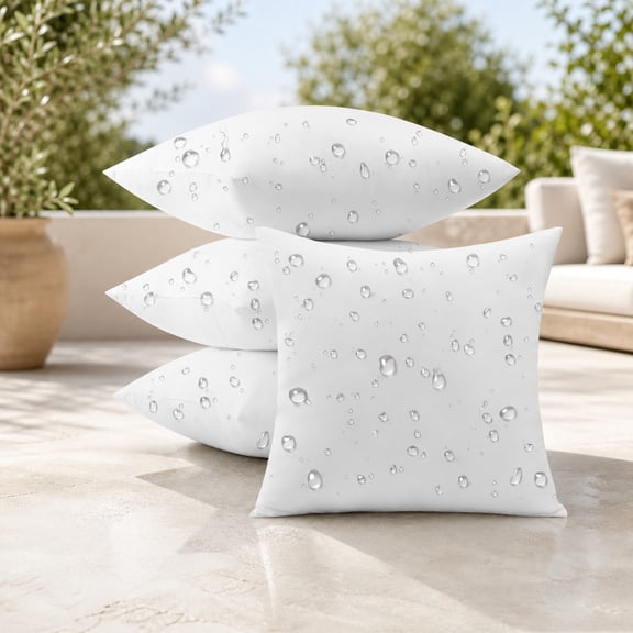 26x26 Outdoor Pillow Inserts, Set of 4, Soft Waterproof Down Alternative Euro Pillows for Porch Swing Sofa Couch Patio Furniture Cushion