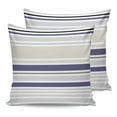 thumbnail image 1 of 26x26 Pillow Covers Set of 2, Beige Stripe Throw Pillow Covers Decorative Couch Cushion Case, Modern Abstract Art Navy Blue Striped Rustic Microfiber Square Pillowcases for Bedroom Car Living Room, 1 of 7