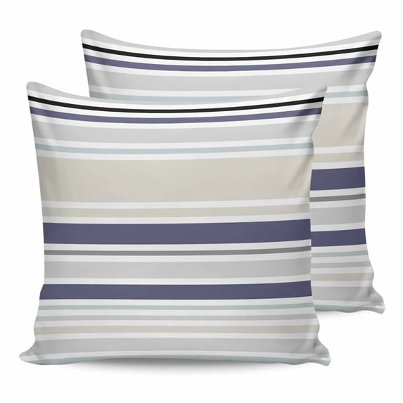26x26 Pillow Covers Set of 2, Beige Stripe Throw Pillow Covers Decorative Couch Cushion Case, Modern Abstract Art Navy Blue Striped Rustic Microfiber Square Pillowcases for Bedroom Car Living Room