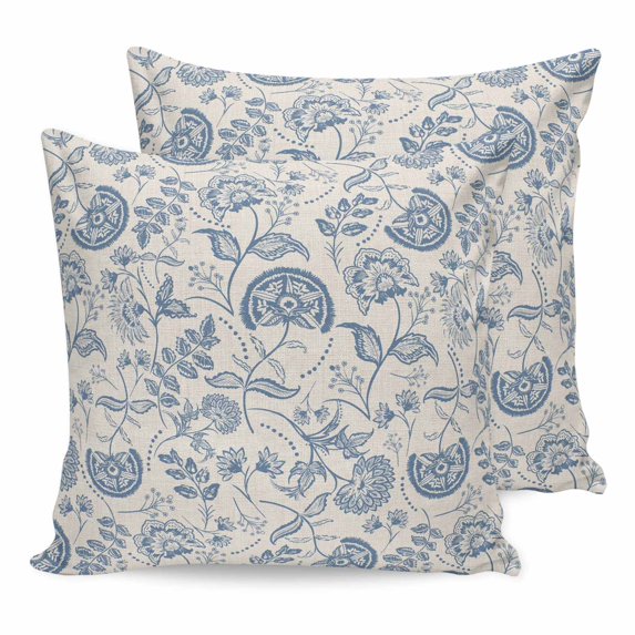 26x26 Pillow Covers Set of 2, Blue Paisley Square Throw Pillow Covers for Couch/Sofa/Living Room, Vintage Boho Flower Botanical Leaf Branch Decorative Soft Pillowcases for Couch Throw Pillows