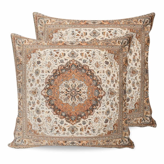 26x26 Pillow Covers Set of 2, Burnt Orange Boho Square Throw Pillow Covers for Couch/Sofa/Living Room, Vintage Ethnic Geometric Southwestern Decorative Soft Pillowcases for Couch Throw Pillows