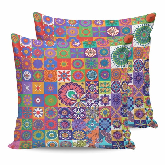 26x26 Pillow Covers Set of 2, Colorful Ethnic Throw Pillow Covers Decorative Couch Cushion Case, Modern Abstract National Geometric Purple Microfiber Square Pillowcases for Bedroom Car Living Room