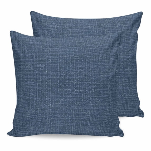 26x26 Pillow Covers Set of 2, Denim Blue Color Throw Pillow Covers Decorative Couch Cushion Case, Abstract Woven Texture Vintage Minimalist Microfiber Square Pillowcases for Bedroom Car Living Room
