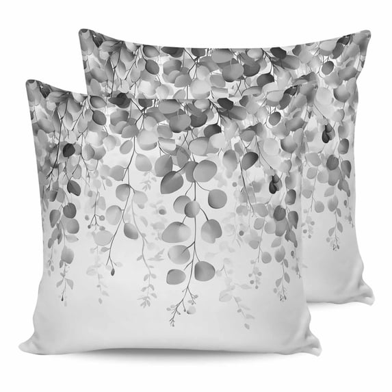 26x26 Pillow Covers Set of 2, Grey Eucalyptus Throw Pillow Covers Decorative Couch Cushion Case, Spring Botanical Weeping Plant Aesthetic Microfiber Square Pillowcases for Bedroom Car Living Room