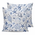 thumbnail image 1 of 26x26 Pillow Covers Set of 2, Navy Blue Coastal Throw Pillow Covers Decorative Couch Cushion Case, Nautical Ocean Shell Starfish Sea Microfiber Square Pillowcases for Bedroom Car Living Room, 1 of 7