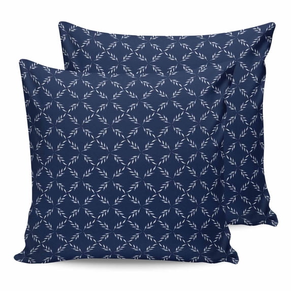 26x26 Pillow Covers Set of 2, Navy Blue Throw Pillow Covers Decorative Couch Cushion Case, Geometric Leaf Diamond Plaid Abstract Check Microfiber Square Pillowcases for Bedroom Car Living Room
