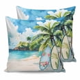 thumbnail image 1 of 26x26 Pillow Covers Set of 2, Summer Beach Throw Pillow Covers Decorative Couch Cushion Case, Tropical Coastal Palm Tree Surfboard Microfiber Square Pillowcases for Bedroom Car Living Room, 1 of 7