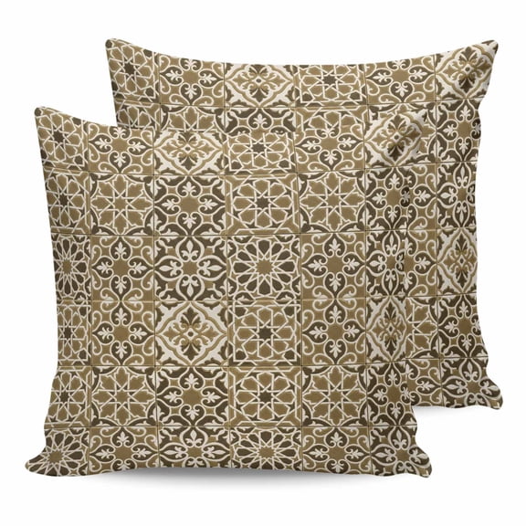 26x26 Pillow Covers Set of 2, Traditional Morocco Throw Pillow Covers Decorative Couch Cushion Case, Vintage Abstract Geometric Art Brown Microfiber Square Pillowcases for Bedroom Car Living Room