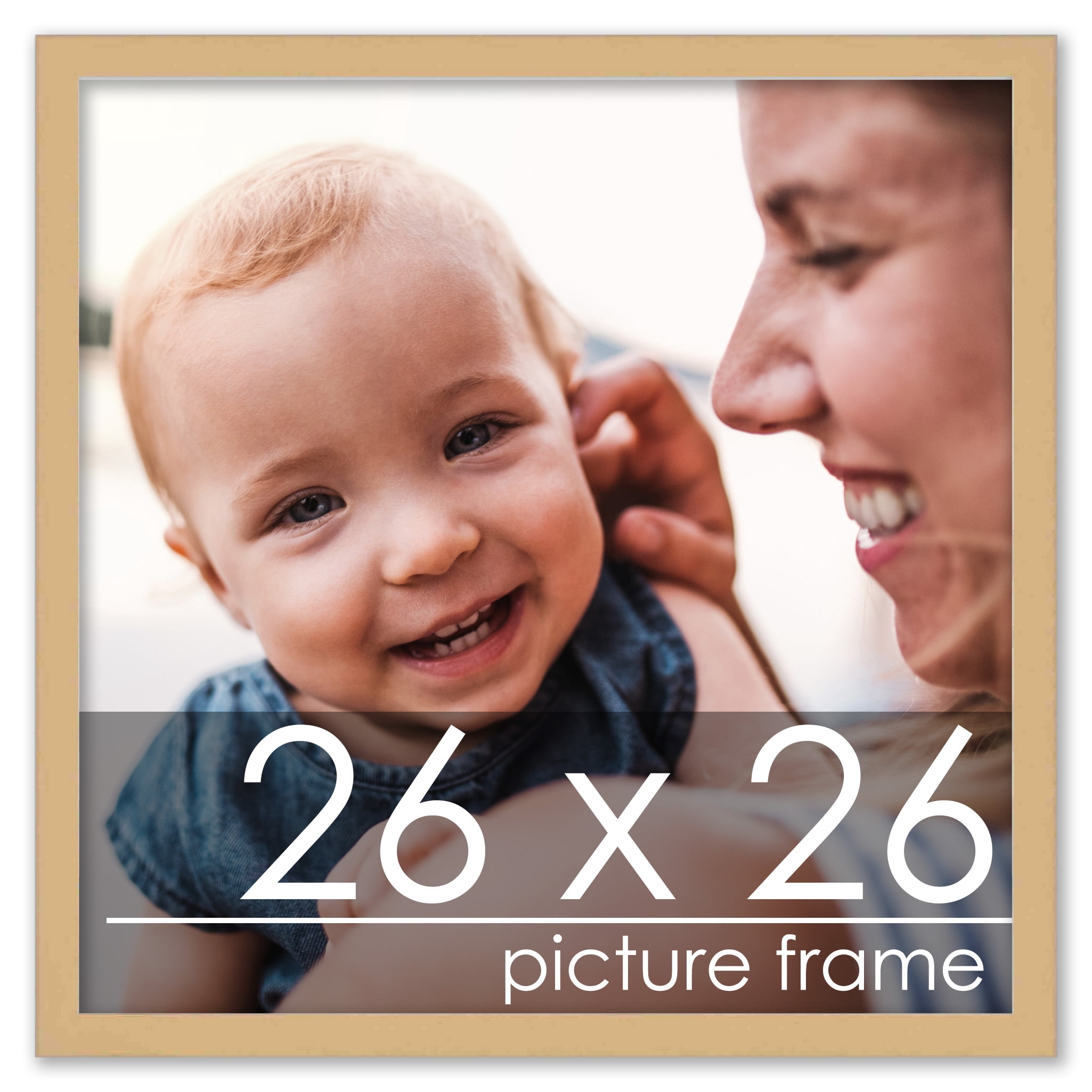 26x26 White Wood Picture Square Frame - UV Acrylic, Foam Board