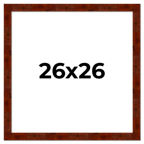 26x26 Walnut Brown Veneer Real Wood Picture Frame Width 1.75 inches | Interior Frame Depth 0.5