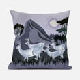 thumbnail image 1 of 26x26 White Muted Purple Deer Blown Seam Broadcloth Animal Print Throw Pillow, 1 of 5