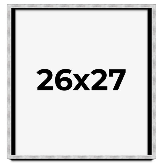 26x27 Frame Brushed Silver Solid Wood Picture Frame | 0.75 Inch Moulding Width | Rabbet Depth 0.75