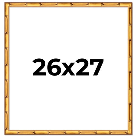 26x27 Frame Gold Bamboo Solid Wood Picture Frame | 0.75 Inch Moulding Width | Interior Frame Depth