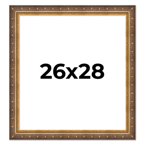 26x28 Frame Vintage Gold Solid Wood Picture Frame | 2.5 Inch Moulding Width | Ornate Bronze Museo