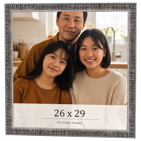 26x29 Frame Silver Grey Distressed Solid Wood Picture Frame | 0.75 Inch Moulding Width | Interior