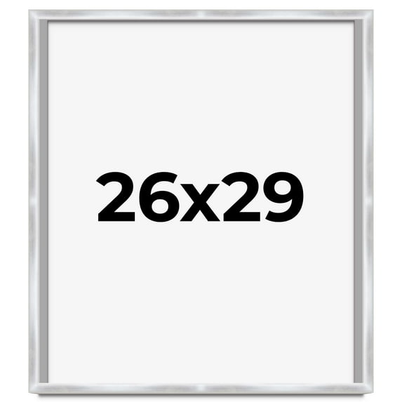 26x29 Frame Silver Whitewashed Wood Grain Solid Wood Shadow Box | 0.75 Inch Moulding Width | 0.75