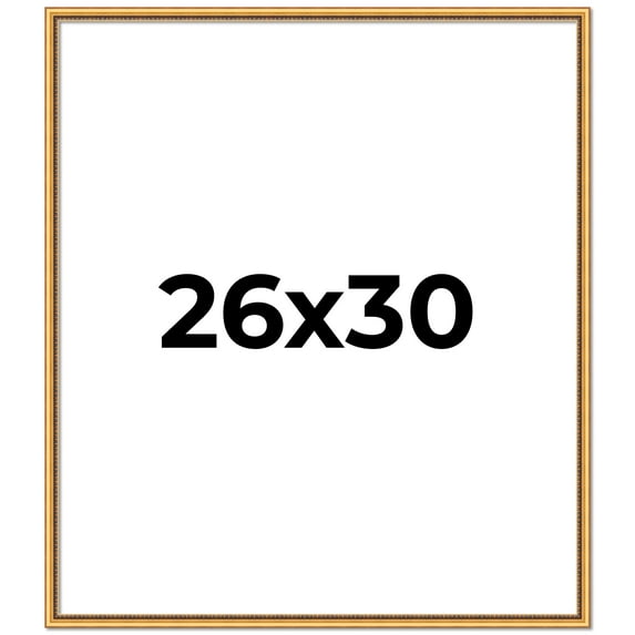 26x30 Frame Beaded Gold Solid Wood Picture Frame | 0.75 Inches Moulding Width | Liscio Oro