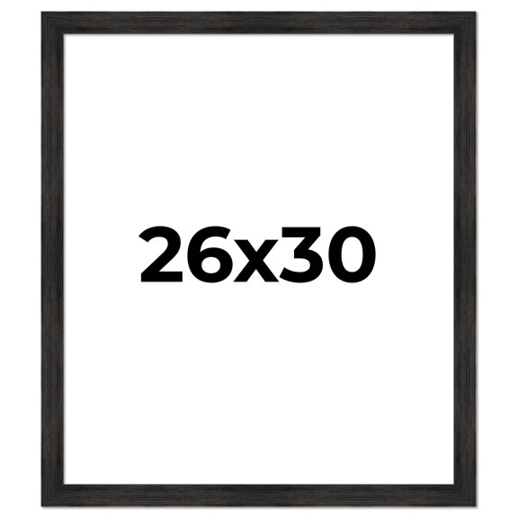 26x30 Frame Black Rustic Barnwood Solid Wood Picture Frame | 1.5 Inch Moulding Width | Includes UV