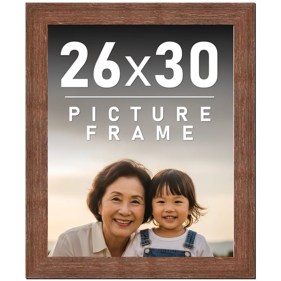 26x30 Frame Brown Distressed Barnwood Picture Frame | Rustic Farmhouse Photo Frame Includes UV