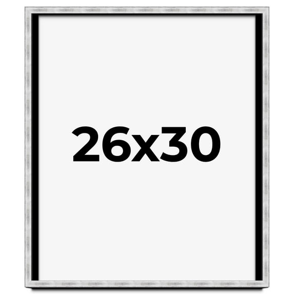 26x30 Frame Brushed Silver Solid Wood Picture Frame | 0.75 Inch Moulding Width | Rabbet Depth 0.75