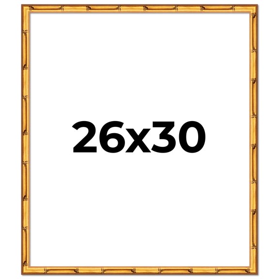 26x30 Frame Gold Bamboo Solid Wood Picture Frame | 0.75 Inch Moulding Width | Interior Frame Depth
